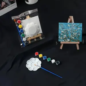 Acrylic paint set with easel and color palette - DIY painting art and craft kit, including canvas and brushes, ideal for Halloween, Thanksgiving, and Christmas gifts, Creative Art Kit