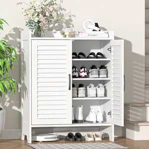 Dragosum Large Capacity Shoe Cabinet with Adjustable & Breathable Design, 4-Tier Farmhouse Shoe Storage Organizer for Entryway, Space Saving Shoe Rack for Foyer and Closet
