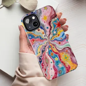 Psychedelic starburst phone case, Trippy cosmic iPhone cover, Star swirl design Samsung galaxy, Colorful abstract Google Pixel, Stellar