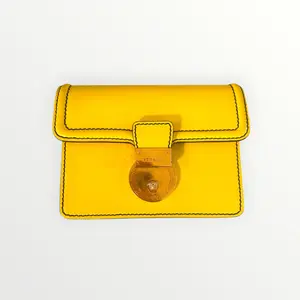 Pre-owned VERSACE LEATHER Belt Bags Yellow V Adiona Bum Bag
