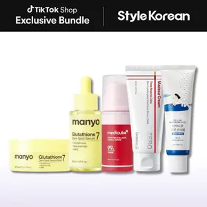 [StyleKorean] Morning Routine Set for Glow and Depuff Care - [Medicube] PDRN Pink Collagen Bubble Serum, [manyo] Glutathione 7 Dark Spot Serum & Patch, [Centellian24] Madeca Cream Time Reverse Zero, [RoundLab] Birch Moisturizing Sunscreen
