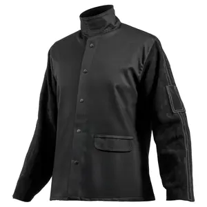 VEVOR Flame-Resistant Welding Jacket M Size Heavy Duty Cowhide Leather & 9oz FR Cotton