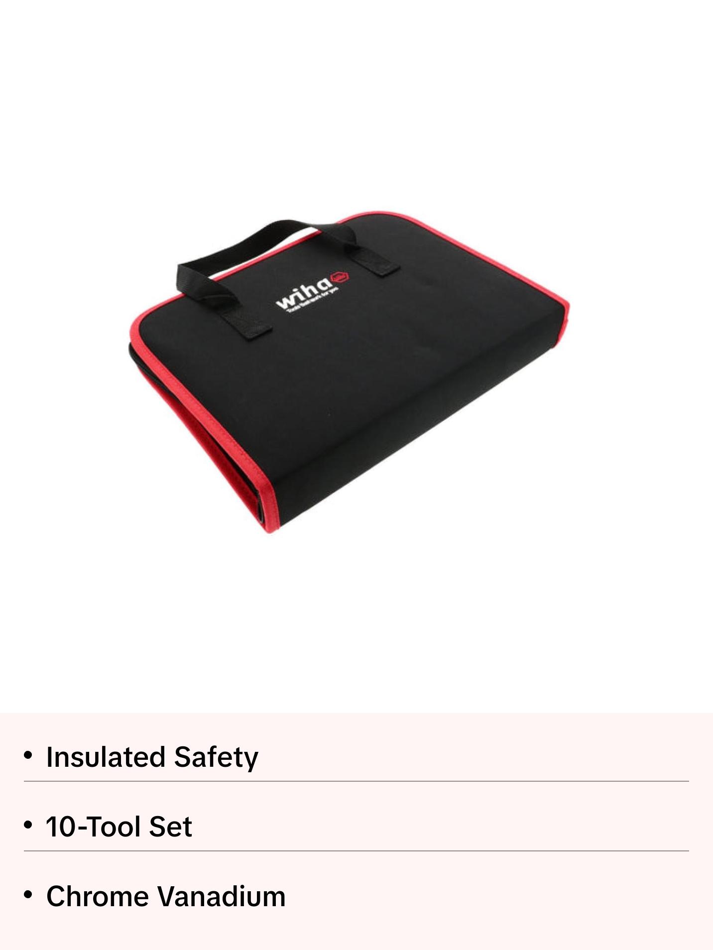 Wiha Tools 32891 Insulated Pliers / Cutters / Screwdrivers Set in Zipper Case, 10 Pc.