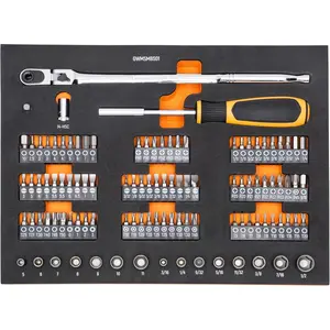 105 Piece 1/4" Drive Slim Head Mechanics Tool Set in Foam Storage Tray -