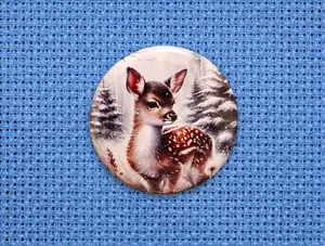 Winter Fawn Magnetic Needle Minder – Snowy Forest Cross Stitch & Embroidery Accessory