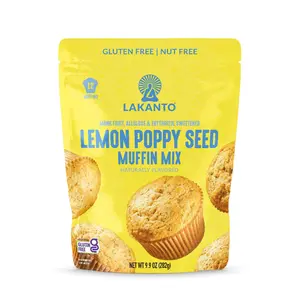 Lakanto Lemon Poppy Seed Muffin Mix - Sweetened with Monk Fruit Sweetener Allulose Erythritol, Easy to Make, Gluten Free, Nut Free, Fluffy, Snacks, Great Tasting, Healthy - Lemon Poppy Seed (9.9 Oz)