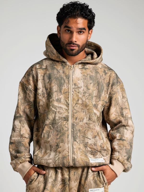 Unisex Camo Zip Hoodie – Full Zipper Hoodie for Casual & Outdoor Wear