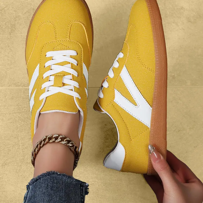 Women's Fashionable Lace Up Sneakers, Trendy Walking Sneaker, New Style Casual Comfortable Breathable Sports Shoes, Female All-match Round Toe Shoes for Daily Wear, Sneakers Trainers, Fashion Athletic Sneaker