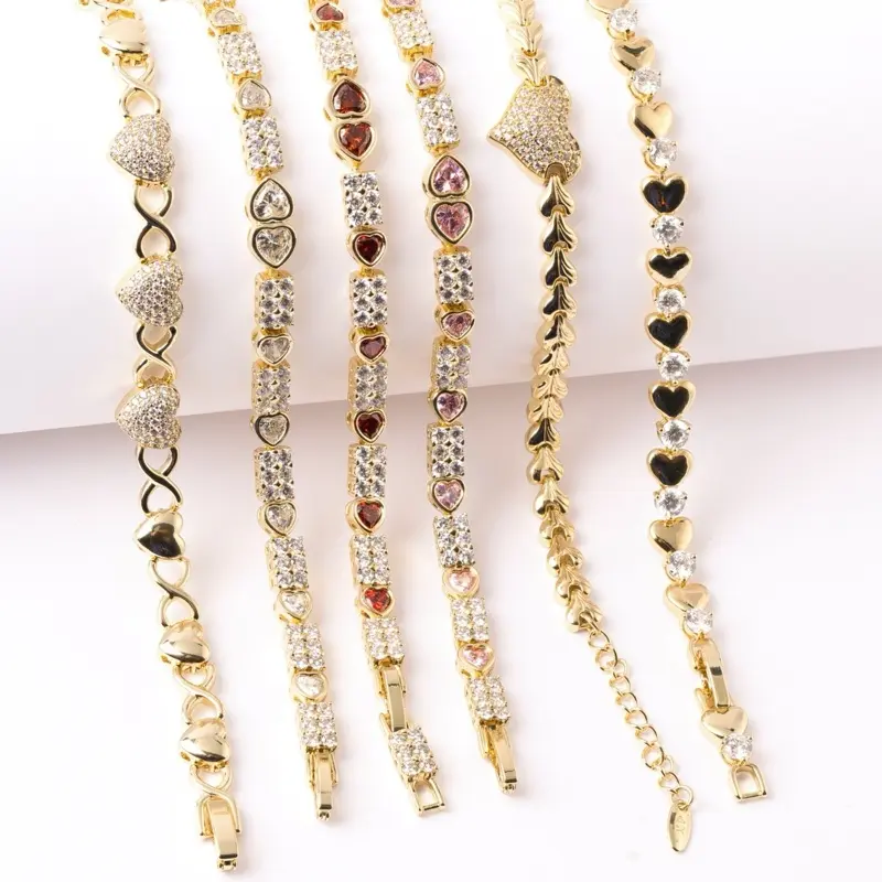Classic Elegant 14K Gold Filled Cable Chain & Link Bracelet with Interlocking Hearts, 17 cm + 3 cm Extension for Casual Wear, Anniversary Gift