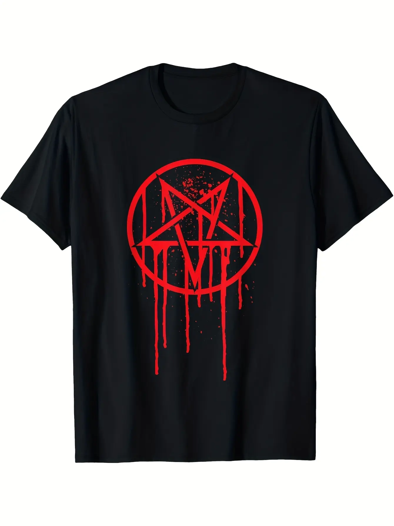 satanic pentagram t-shirt cotton fun design diymen's soft breathable summer and comfortable casual sports easter and father's day gifts, plus size, l-5xl Same style for men and women  summer short-sleeved printed T-shirt pure cotton 220G, Summer