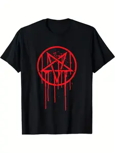 satanic pentagram t-shirt cotton fun design diymen's soft breathable summer and comfortable casual sports easter and father's day gifts, plus size, l-5xl Same style for men and women  summer short-sleeved printed T-shirt pure cotton 220G, Summer