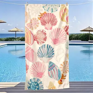 2D Flat - 1pc Fresh Shell And Conch Themed Beach Towel Quick-Drying,-Soft  Beach Towel Men'S Beach Towel Women'S Beach Towel Versatile for Yoga, Travel, Swimmin