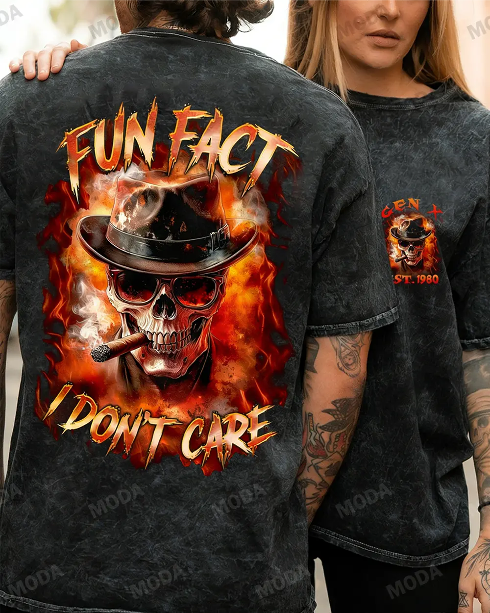Chaosmoda Generation X Fun Fact I Don't Care Custom Year Skull T