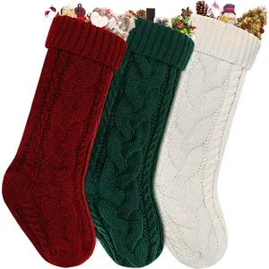 18" Large Size  Knit Christmas Stockings, Xmas Stocking Decorations for Family Holiday Season Decor