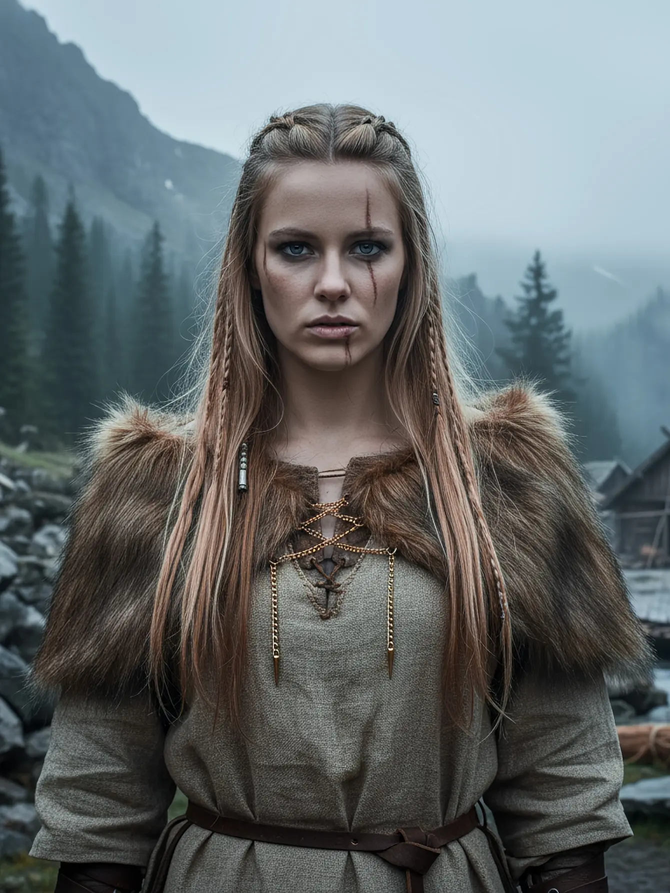 1pc Viking Faux Shoulder Shawl, Medieval Warrior Shawl, Brown Retro Nordic Style Faux Cloak - Suitable for Halloween Cosplay, Renaissance Festival Costumes, And Action Role-Playing Games for Men And Women