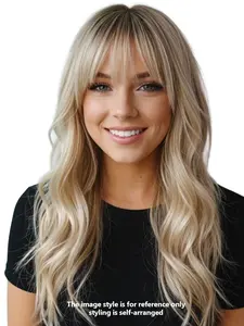 22 Inch Long Curly Wig with Bangs, Lightweight Breathable Daily Wear, Suitable for All Ages and Face Shapes, Easy to Maintain, Stylist Friendly Wig