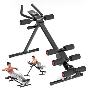 [Summerwins]5-in-1 Adjustable Ab Trainer and Rowing Machine, Foldable Home Gym Equipment with LCD Monitor, Full-Body Workout for Core, Arms, Legs and Back, 440LB Weight Capacity