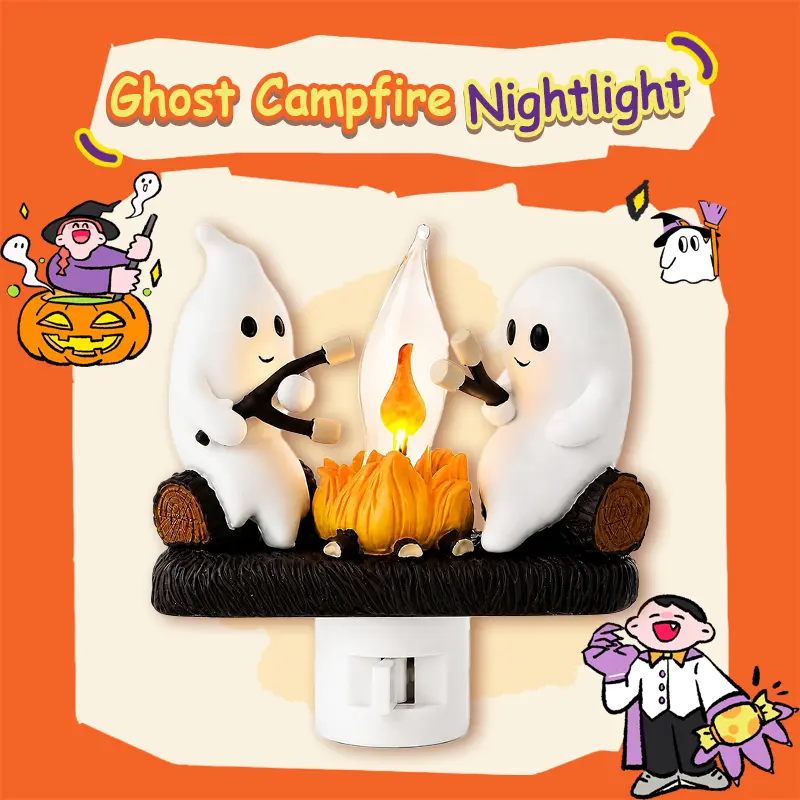 Ghost Campfire Decor, 2026 Ghost Campfire Flickering LED Decoration, 3D LED Small Faux Campfire Ornament, Funny Halloween Indoor Decor, Spooky Room Decor, Halloween Party Decoration, Gift for Halloween Lovers