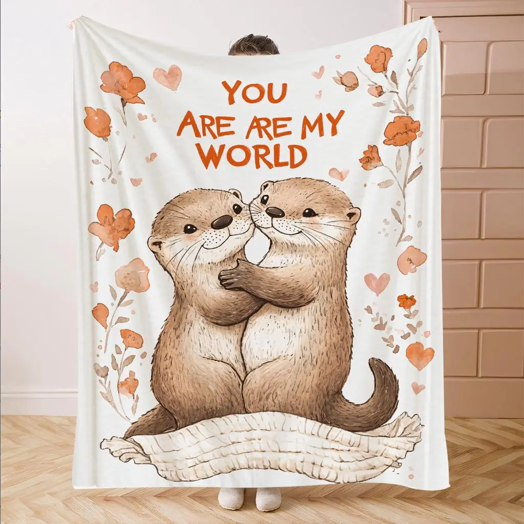 Otter Pattern Blanket, Soft Comfortable Flannel Throw Blanket, Cool Bedroom Bedding Blankets, Cozy Warm Napping Blanket for Home Office Travel Camping