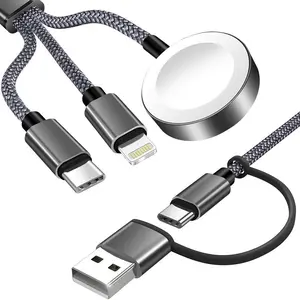 Suitable for Apple Watch three-in-two wireless charger, Apple Watch two-in-one multi-functional woven charging cable