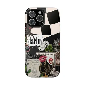 Darlin’ Checkerboard Western Aesthetic Smartphone Casing, Y2K Collage Cellphone Case with Protection for Trendy Girls, Phone Accessories for iPhone 17, 16 Pro Max, 15, 14, 13, 12, 11