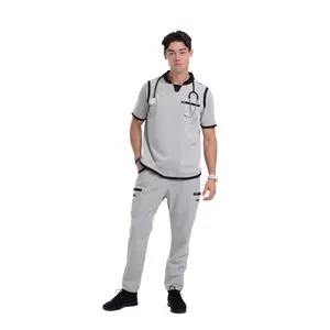 Men's Grey / Black Straight Leg Scrub Pants