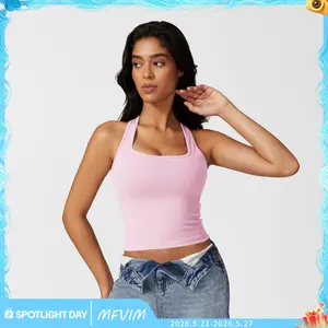 MFVIM Women's Sports Tops Casual Work Vest Basic Tank Top 2025 Summer Camisole Tank Slim Sleeveless Top Skinny Womenswear Sakura Pink Workout Activewear Gymclothes workout tops gym shirts sporty