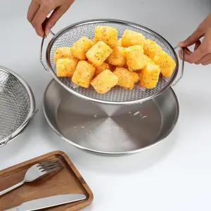 Stainless Steel Oil Filter Mesh Tray Drain Basket Air Fryer Accessory for Fried Foods Vegetable Dessert Roast Meat