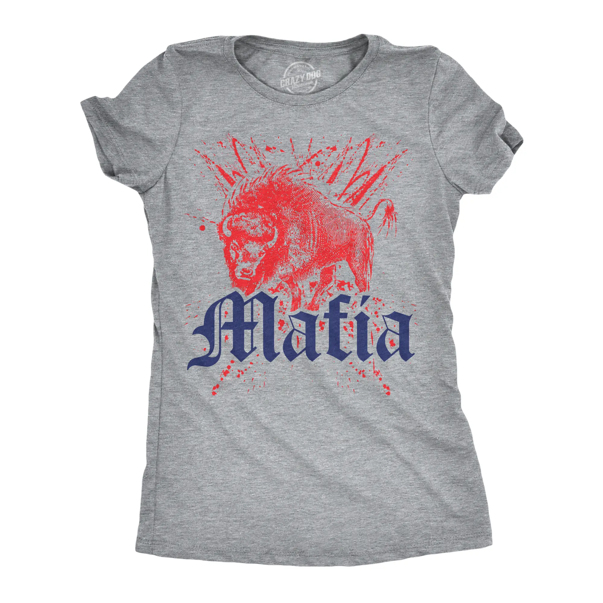 Womens Buffalo Mafia T Shirt Funny Football Graphic Novelty Tee for Ladies Funny Womens T Shirts Cute Vintage Fashion Casual Ladies T-Shirt Gift Vintage Tops for Women Funny Football Top Women's Novelty Tees Light Grey