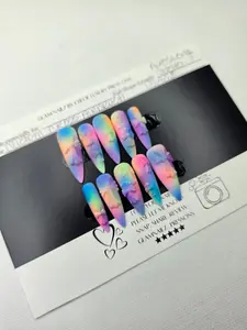 Neon Cross | Long Stiletto Press On Nails | Bold Neon Airbrush | 3D Cross Details | Handmade