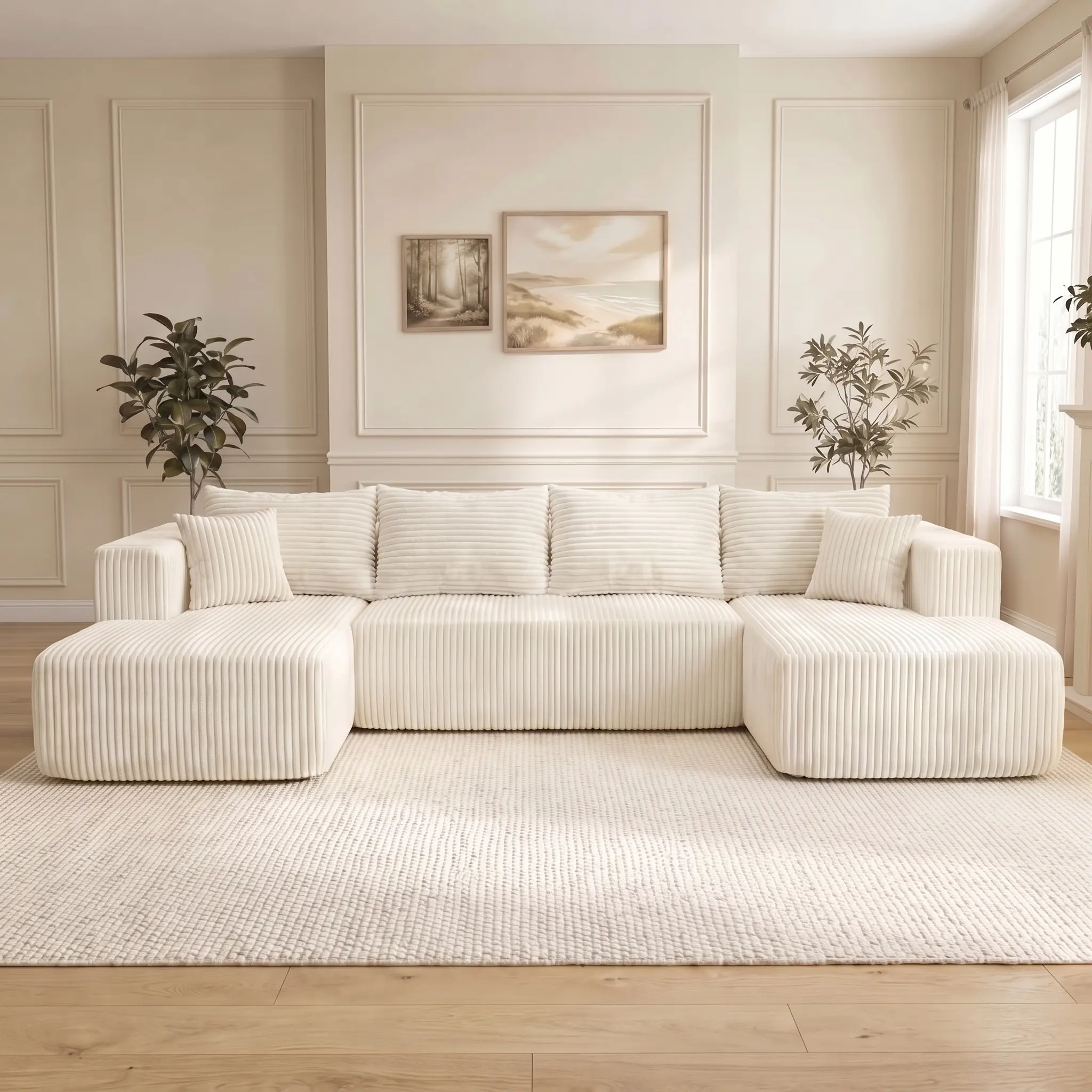 【2-3 Packages Shipping】132'' Convertible Chenille Couches Set Modular Sectional Cloud Couch for Living Room , No Assembly Compression Sofas, Comfy Floor Sofa with Memory Foam, Dark Gray