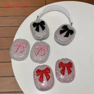 Full Diamond Bowknot Headphone Case for AirPods Max | Full Diamond Coverage + 3D Bowknot Decor + Multi-Color Options | Scratch & Shock Resistant Durable Protection | Daily Outing Gorgeous Sweet Cool Fashion Style