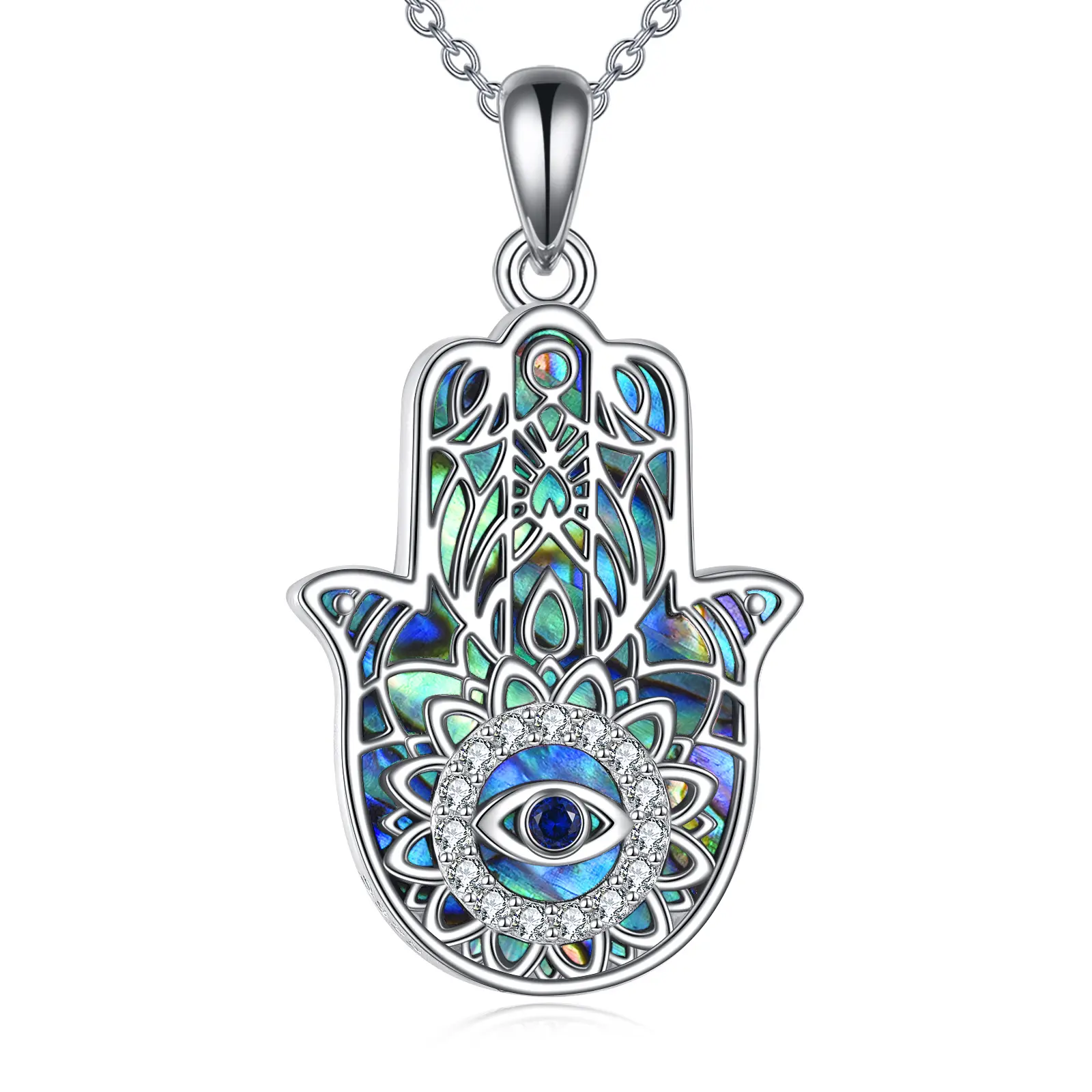 Hamsa Necklace for Women 925 Sterling Silver Hamsa Hand Necklace Religious Fatima Jewelry Gifts