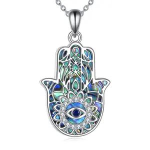 Hamsa Necklace for Women 925 Sterling Silver Hamsa Hand Necklace Religious Fatima Jewelry Gifts