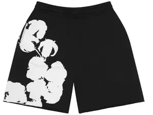 Denim Tears Big Cotton Wreath Sweat Shorts Black