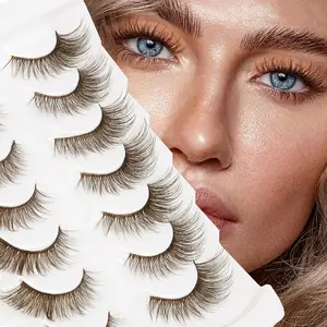 7 Pairs False Eyelashes, Tail Extension 6-20mm, Dense, Fluffy and Voluminous Cat Eye Lashes, Natural Look Fake Lashes for Women