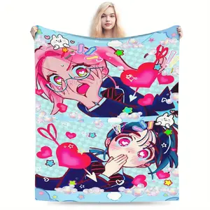 Popular Anime Comic Alien Stage Mizisua High-Quality Flannel Blanket, European Style Fashion Design, Ultra-Soft and Fluffy, Breathable Non-Sweat, Warm in Winter Cool in Summer, Suitable for All Seasons, Perfect for Living Room Sofa, Bedroom Cove 686
