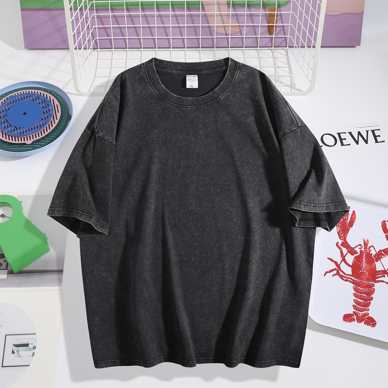 Vintage Washed Matching Set 2 Piece Outfit T Shirt and Shorts 100% Cotton Oversized Streetwear Loungewear for Men Women Acid Wash Summer Casual Set Cozy Breathable Beach Gym Everyday Essentials