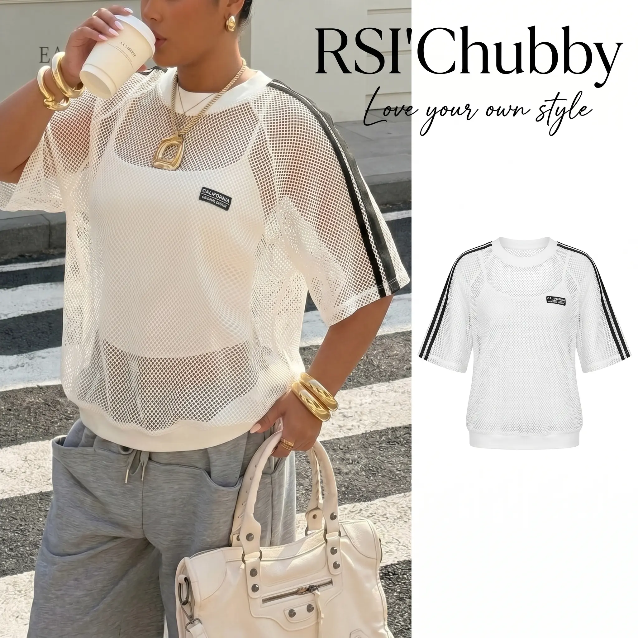 Women Plus Size Oversized Fishnet Mesh T-Shirt See Through Net Top Ribbed Round Neck Short Sleeve Tee Casual Summer Streetwear Cover Up Trendy