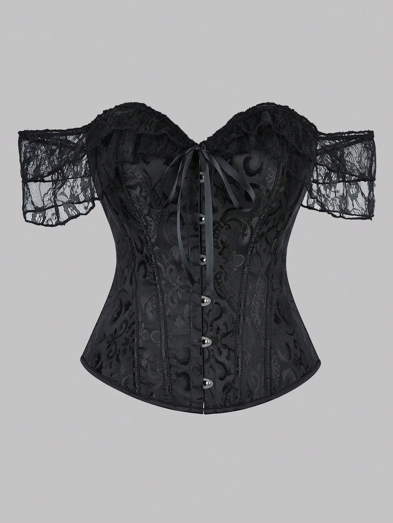 VYNCE Waist Shaper Corset Top Lace Women's Palace Style Classic Jacquard Bustier Off Shoulder Sexy Tight Vintage Wedding Party Elegant