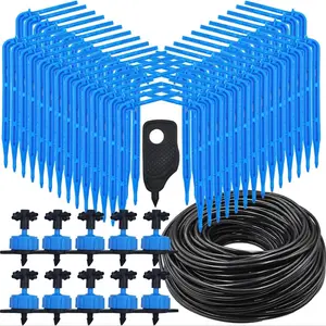 Complete Drip Irrigation Kit with 4-Way/2-Way Connectors, 3/5mm Pipes, Flow Control Valve, Heavy-Duty Automatic Watering System