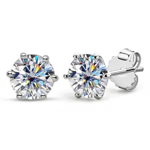 [ASM-EA100] 0.5 CT  Round Cut Moissanite Earring Ladies S925 Sterling Silver Earrings D Color VVS1 Moissanite Studs Earrings