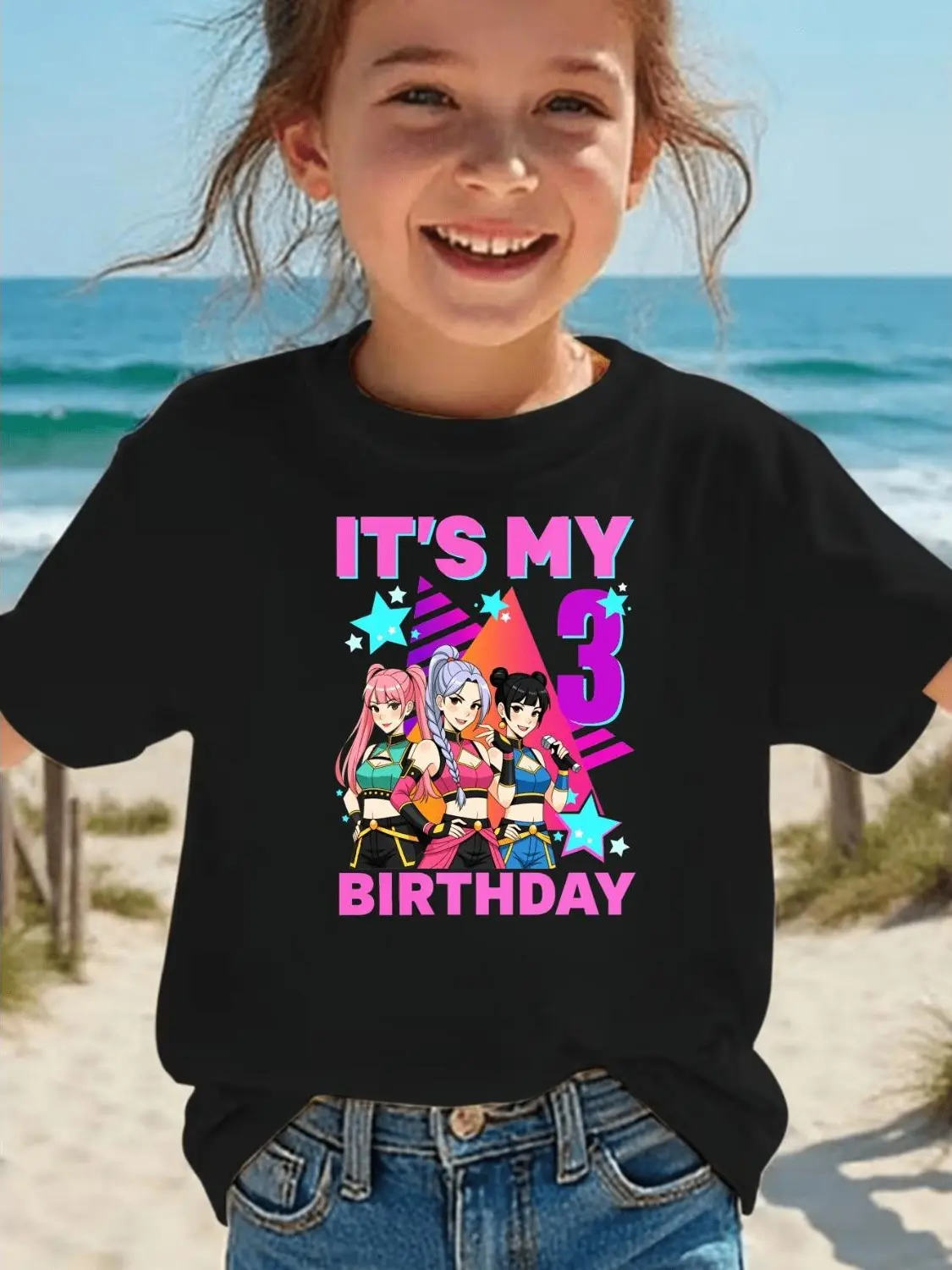 MAWOTEA IT'S MY BIRTHDAY Pattern T-shirt, Funny K-POP Theme T-shirt, Ideal Gift for Birthday, Black or White Size 3-13Years