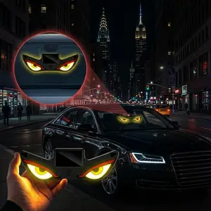 Evil Eye Solar Powered Car Interior LED Light, USB-C Rechargeable Dashboard & Windshield Decor, Universal Auto Accessory with Suction Cup Mount, Cool Car Gift for Men Women, 1 Light + Cable + 3 Cups