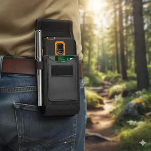 Magnetic Quick-Release Tactical Belt Phone Pouch: Durable Nylon, Anti-Slip Design, Adjustable Clip, Multi-Card Storage, Anti-Scratch, Lightweight EDC Organizer for Commuting & Outdoor Use, Fits Work Belts, Holds Cards & Tickets, Wear-Resistant, Side Pouch