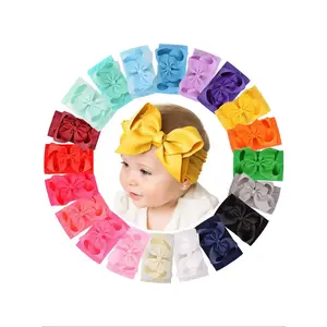 Baby's Cute Bowknot Decor Hair Band, Colorful Hair Accessories for Baby Girls & Boys, Fashion Hair Accessories for Party, Daily Clothing Decor, Elastic Headbands, Baby Big Head Bow Hair Band