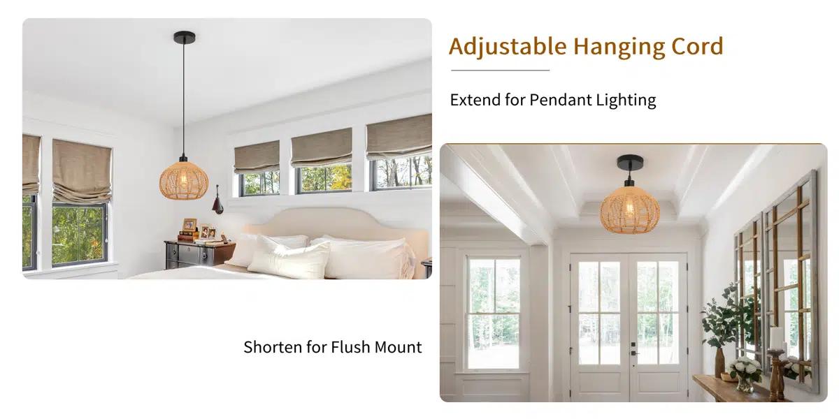 Garwarm 9.84 Inch Rattan Farmhouse Bohemian Pendant Light,Rustic Woven Pendant Ceiling Light Fixture, Farmhouse Pendant Lighting for Home Decro, Kitchen Island, Dinning Room,Bedroom, Living Room Garwarm 9.84 Inch Rattan Farmhouse Bohemian Pendant Light,Rustic Woven Pendant Ceiling Light Fixture, Farmhouse Pendant Lighting for Home Decro, Kitchen Island, Dinning Room,Bedroom, Living Room