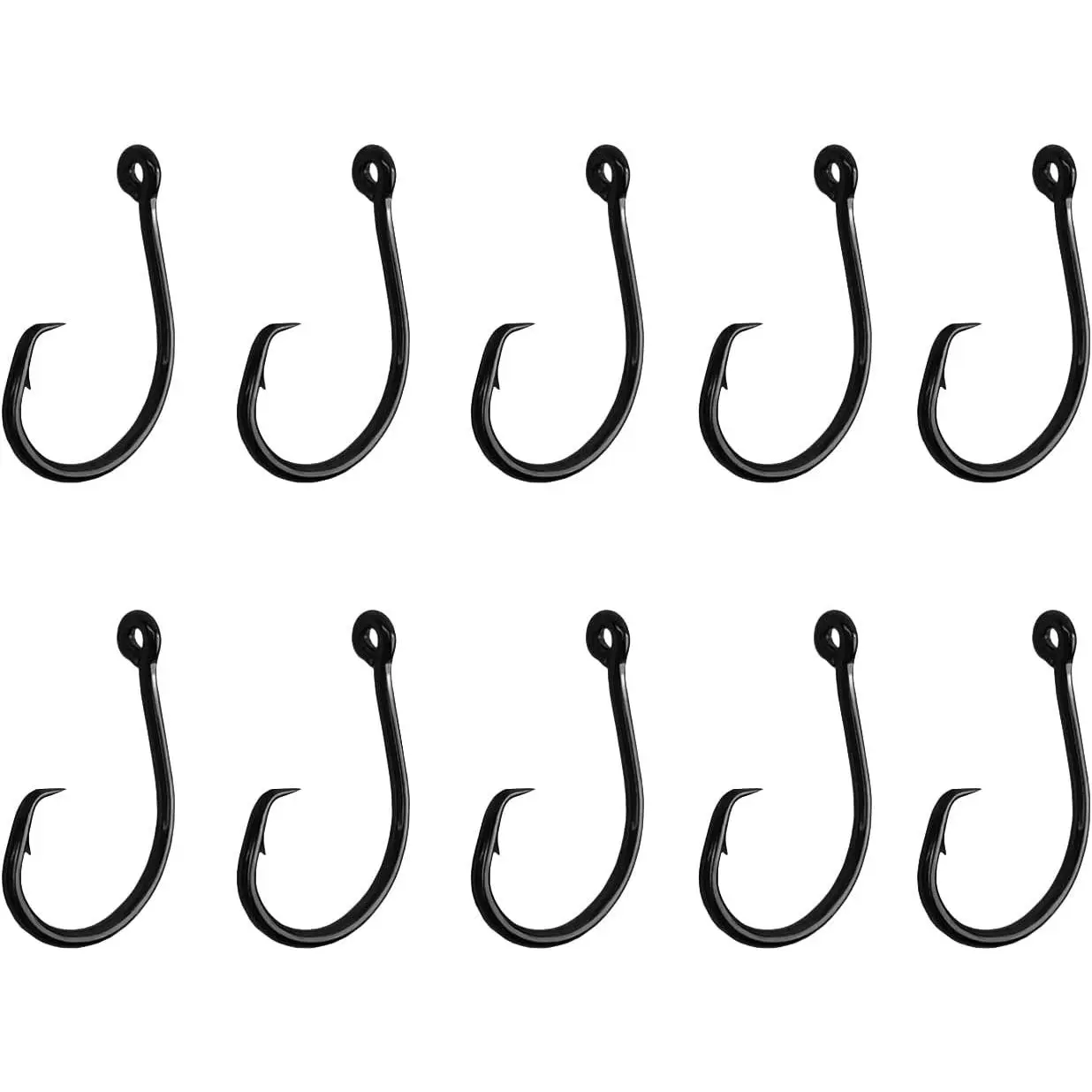 10PCS High-Carbon Steel Circle Hooks Barbed Fishing Hooks with Holes, Freshwater and Saltwater Fishing Hooks for Tuna, Catfish, Bass