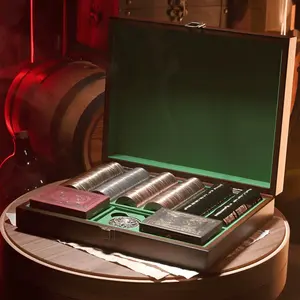 Pirate Themed Metal Poker Set Bundle with Kraken Dealer Chip Premium PVC Cards Handmade Wooden Case Limited Edition for Texas Hold 'Em Durable