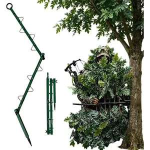 Adjustable Multi-Hook Bow Hunting Camouflage Stand, Leaf Cover System, Portable Deer Hunting Camo Hood, Lightweight Easy Install, Tree/ Ground Use